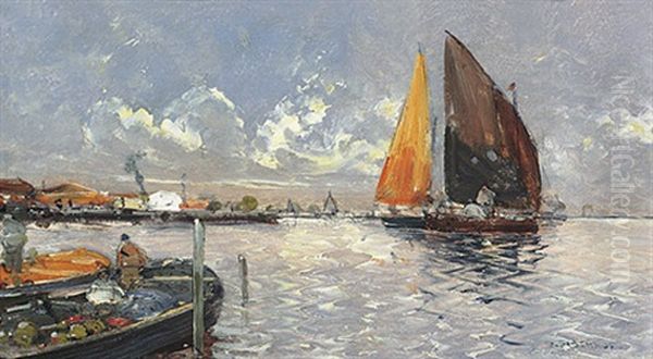 Marine Mit Fischerbooten Am Fruhen Morgen - view 1