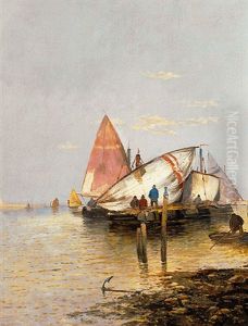 Hafen Mit Fischersegelbooten by Georg Fischhof