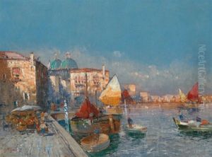 Sudliche Hafenansicht (venedig?) by Georg Fischhof