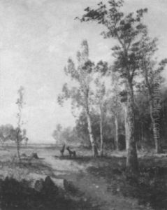 Waldrand Mit Zwei Rehen Waldrand Mit Zwei Rehen