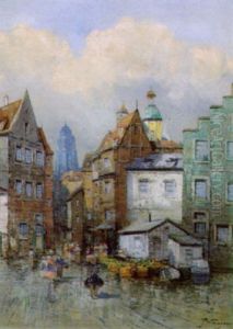 Markt Vor Hollandischer Stadtkulisse by Georg Fischhof
