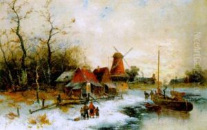 Winterstimmung Am Hollandischen Kanla by Georg Fischhof
