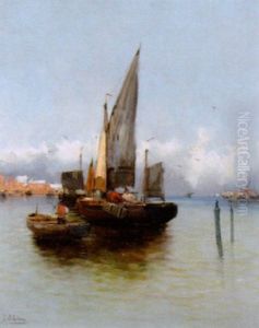 Auslaufende Fischerboote by Georg Fischhof