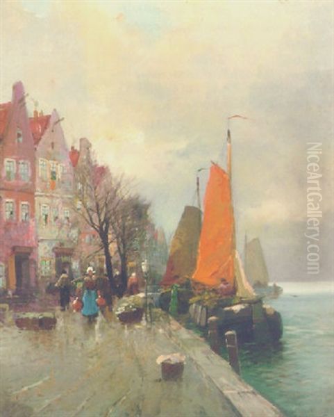 Figures On A Dutch Quay - view 1