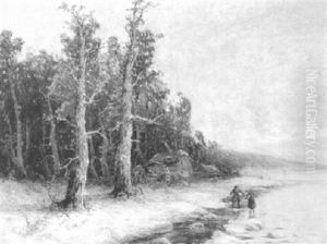 Winterlandschaft Am Seeufer