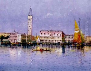 Venedig, Blick Vom Canal Grande Auf Dogenpalast Und Piazetta Mit Campanile