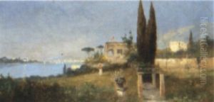 A View Over An Italian Lake by Georg Fischhof