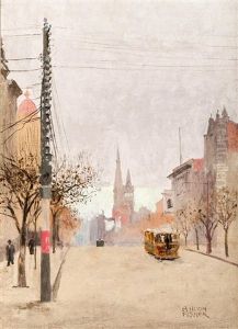 Collins Street, Melbourne, In June by A(lfred) Hugh Fisher