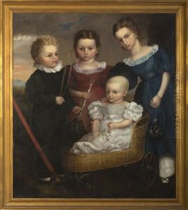 Portrait Of Four Children Of The Daniel Family, Needham, Massachusetts