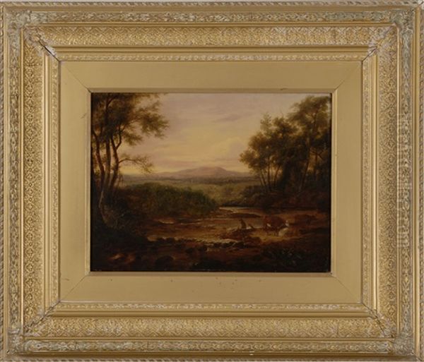 Luminious Landscape With Cattle And Figures - view 1