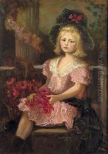 Jeune Fille Au Bouquet D'anemones