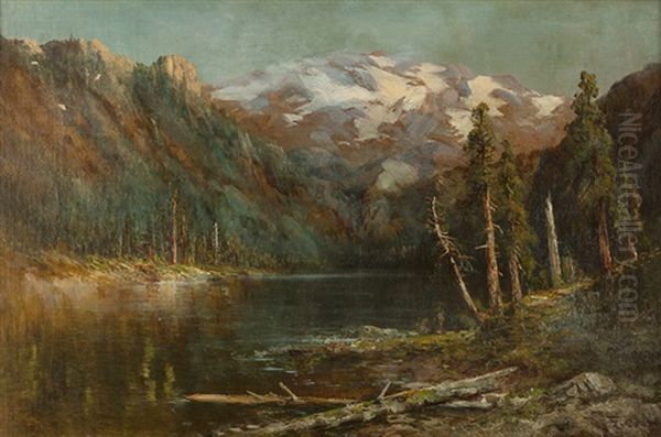 Lake In A Mountain Landscape by Hugo Anton Fisher