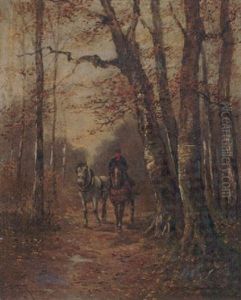Horses And Rider by Hugo Anton Fisher