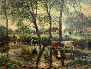 Cattle Watering, Wilmington Pond by Mark Fisher