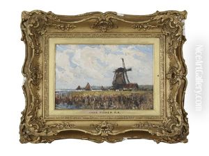 Windmill In Landscape by Mark Fisher