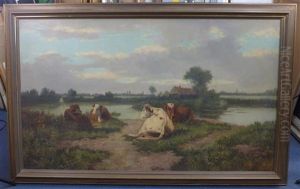 Cattle Seated Beside A River Cattle Seated Beside A River