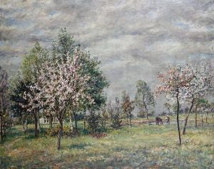Cattle Watering By Cherry Trees