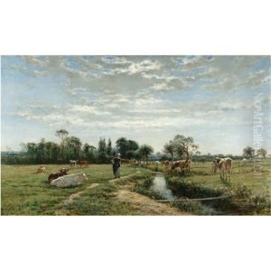 Milkmaid With A Herd Of Cows Milkmaid With A Herd Of Cows