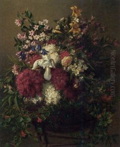 Summer Flowers In A Basket by Mark Fisher