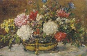 Flowers In A Gold Jardiniere
