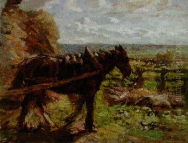 A Cart Horse Pulling A Hay Rick - view 1