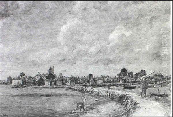 A Causeway Approaching A Town - view 1