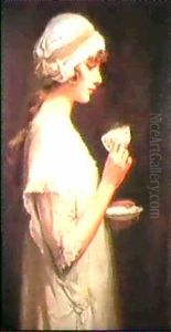 Portrait Of Pearl Joliffe Holding A Cup And Saucer