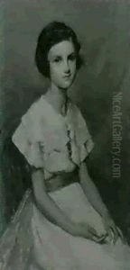 Portrait Of A Girl With A Pink Sash; Portrait Of A Girl In A White Dress (76x63cm) Portrait Of A Girl With A Pink Sash; Portrait Of A Girl In A White Dress (76x63cm)