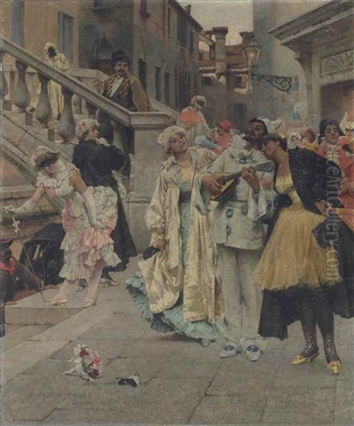 Revellers At The Carnival, Venice - view 1