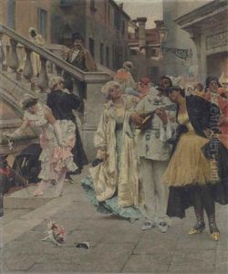 Revellers At The Carnival, Venice by Samuel Melton Fisher