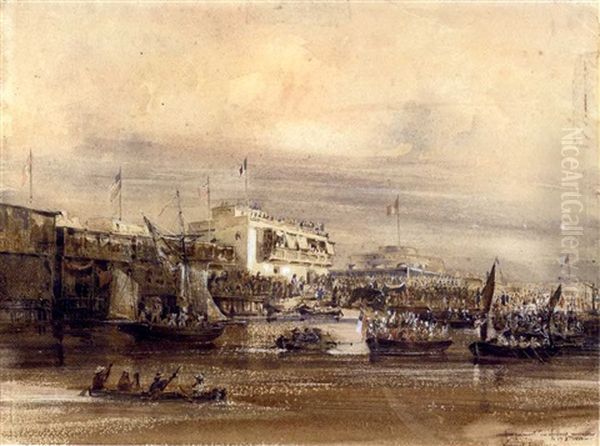 Embarquement Des Chiliens En Callao, Le 19 9bre 1839 (+ Riviere De Guayaquil, 1840, Pencil And Wash Htnd With Gum Arabic, Smaller, Sgd & Insc.; 2 Works) - view 1
