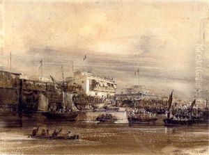 Embarquement Des Chiliens En Callao, Le 19 9bre 1839 (+ Riviere De Guayaquil, 1840, Pencil And Wash Htnd With Gum Arabic, Smaller, Sgd & Insc.; 2 Works) by Theodore-Auguste (Admiral) Fisquet