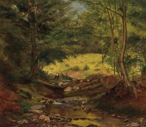 Landscape With Trees And Stream by John Lee Fitch