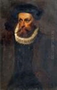 Portrait Of A Gentleman Seated Half-length In Elizabethan Dress by John Anster Fitzgerald