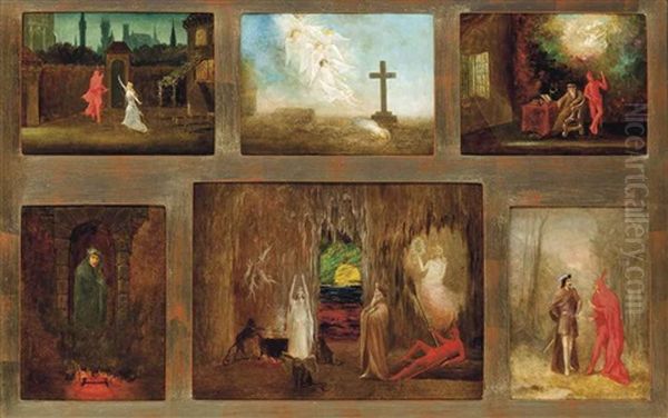 Scenes Illustrating Christopher Marlowe's Dr Faustus (6 Works In 1 Frame) - view 1