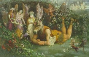 Titania And Bottom: Scene From A Midsummer-night's Dream by John Anster Fitzgerald