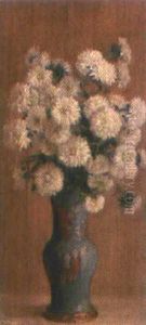 Bouquet De Chrysanthemes Au Vase Japonisant by Pierre Felix Masseau Fix-Masseau