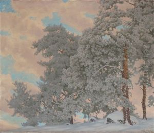 Winter Scene From Glava by Gustaf Fjaestad
