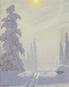 Gnistrande Vinterlandskap by Gustaf Fjaestad