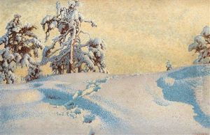 Traces In The Snow by Gustaf Fjaestad