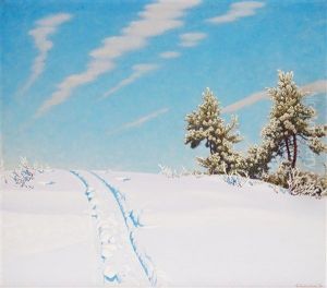 Skidsparet by Gustaf Fjaestad