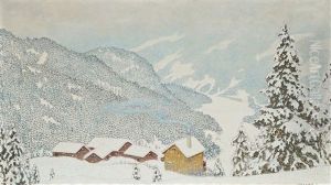 Gard I Vinterlandskap by Gustaf Fjaestad