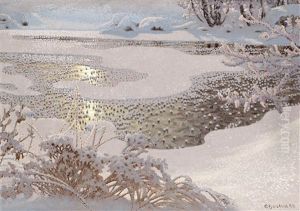 Rimfrost Pa Frusen Sjo by Gustaf Fjaestad