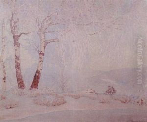 Winter Forest Landscape by Gustaf Fjaestad