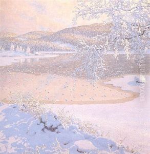Vinterlandskap Vid Sjo by Gustaf Fjaestad