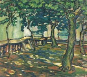 Beschatteter Platz (kastanienbaume) by Waldemar Flaig