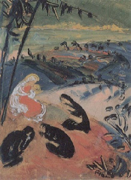 Maria Auf Dem Berg Mit Adorierenden Personen - view 1