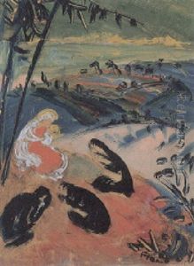 Maria Auf Dem Berg Mit Adorierenden Personen by Waldemar Flaig