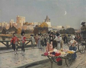 The Flower Seller At Windsor by Francois Flameng
