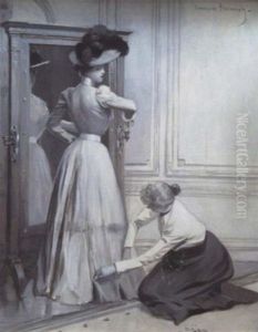 At The Dressmaker by Francois Flameng
